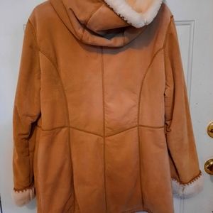 Suede fur lined coat